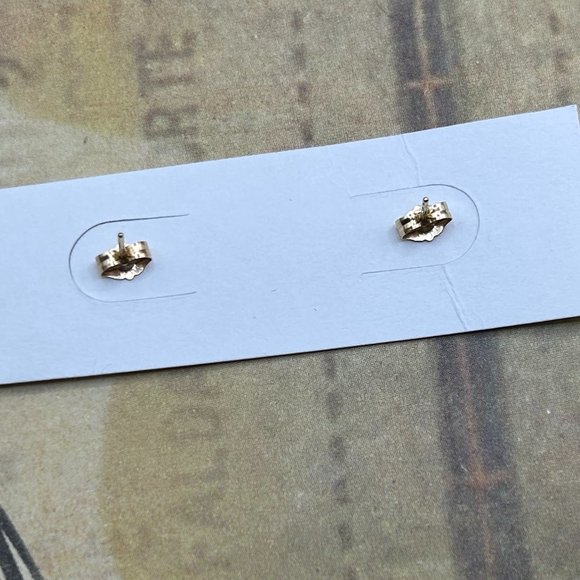 Vintage 14K Yellow Tiny Cross Pierced Stud Earrings - Picture 4 of 7